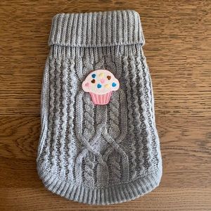 XXS gray cupcake patch dog sweater